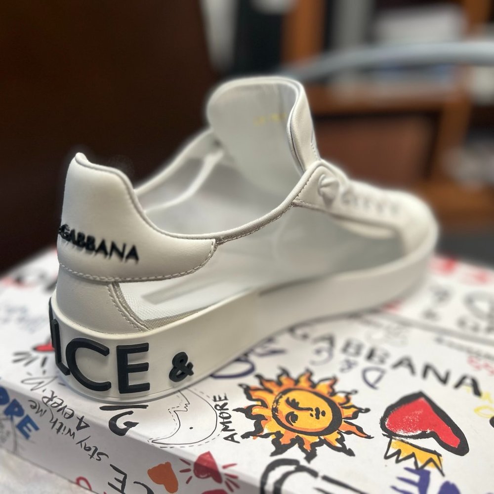 DOLCE & GABBANA: Portofino sneakers in nappa leather and mesh - New